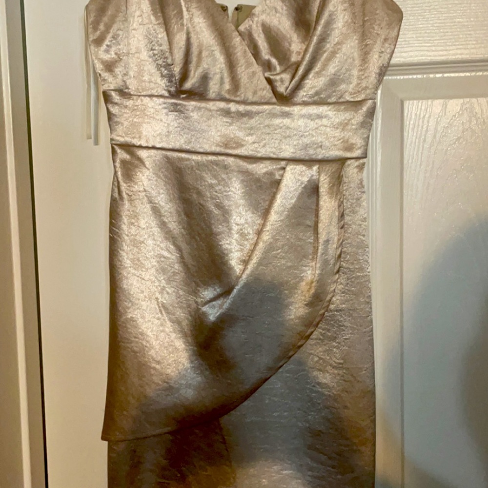 Beautiful lined champagne colored mini dress.